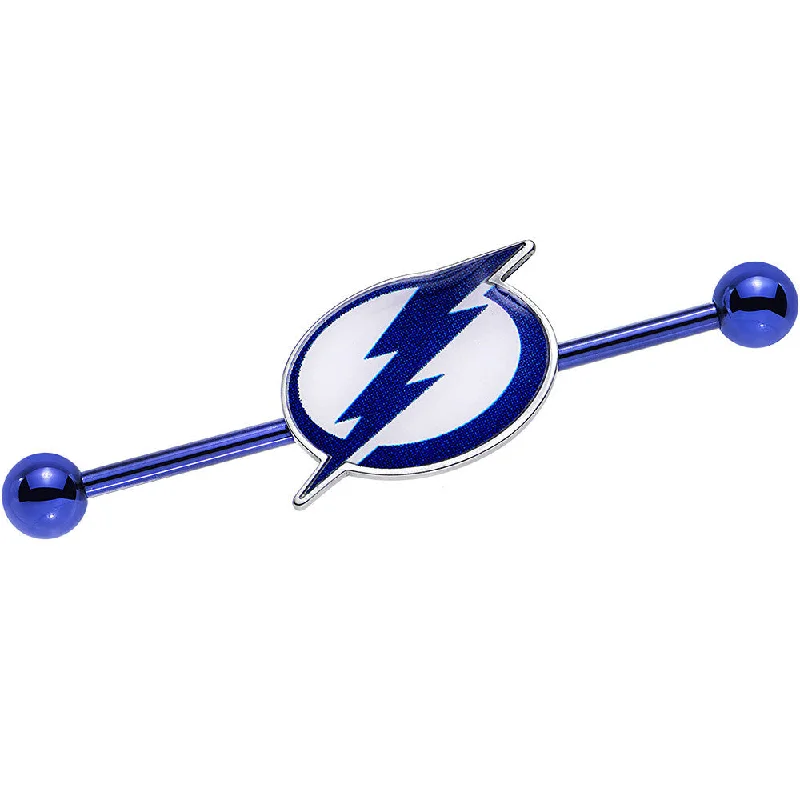 Women's Earrings – Elegant Designs for Every Personality--Licensed Blue Anodized NHL Tampa Bay Lightning Industrial Barbell 38mm