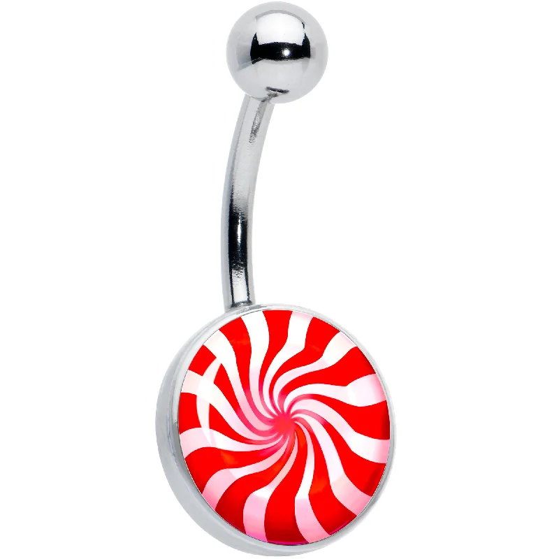 Comfortable Belly Rings with Custom Fit -Holiday Peppermint Candy Belly Ring