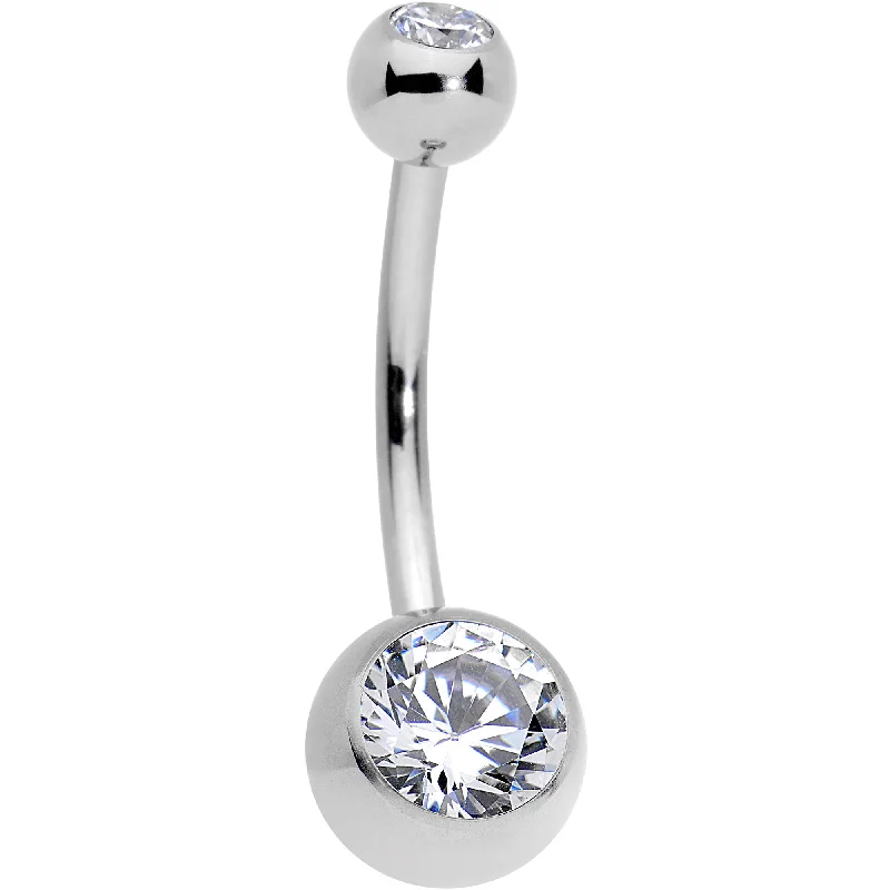 Belly Rings with Glittering Stones for Extra Shine -1/2 Clear Gem Grade 23 Solid Titanium Internally Threaded Belly Ring Belly Rings with Glittering Stones for Extra Shine -1/2 Clear Gem Grade 23 Solid Titanium Internally Threaded Belly Ring