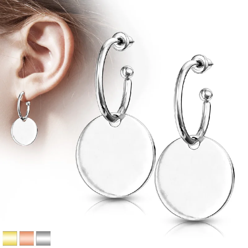 Women's Earrings – Elegant Designs for Every Personality--Circular Dangle Stainless Steel Stud Hoop Earrings