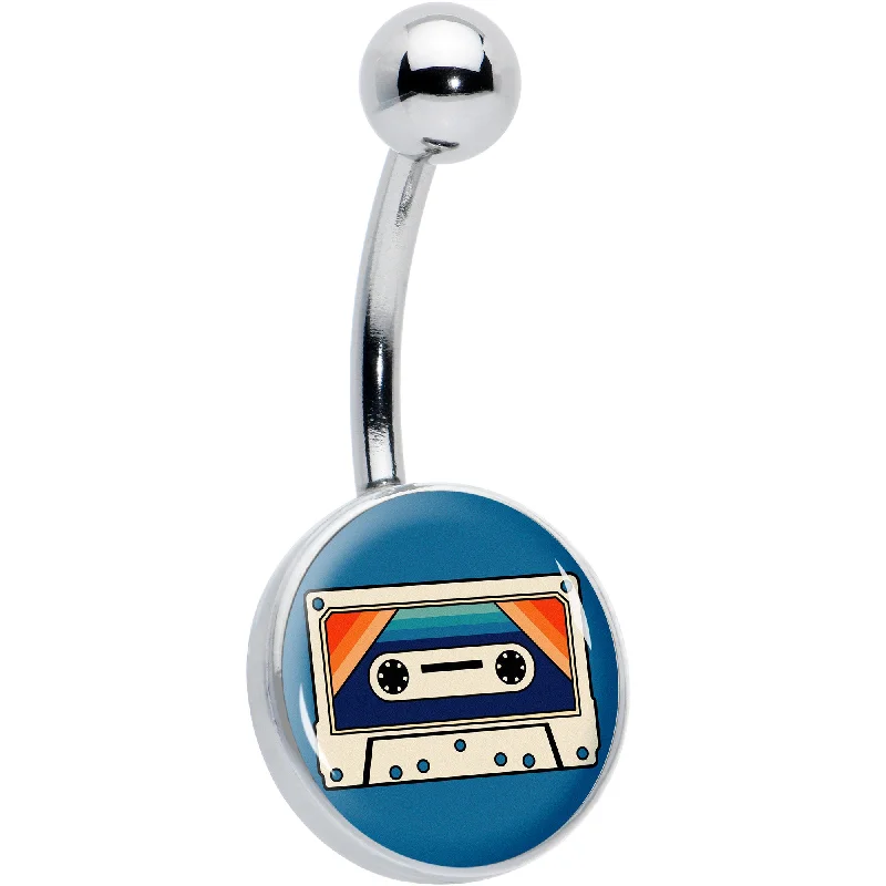 Designer Belly Rings for Elegant Style -Retro Cassette Tape Belly Ring