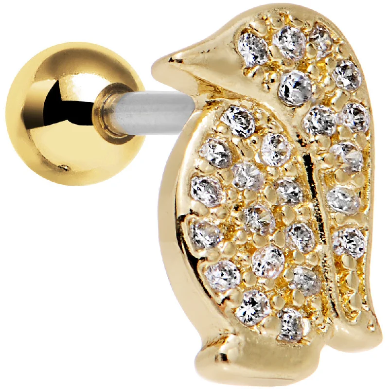 Women's Earrings – Elegant Designs for Every Personality--16 Gauge 1/4 Clear Gem Perky Penguin Left Tragus Cartilage Earring