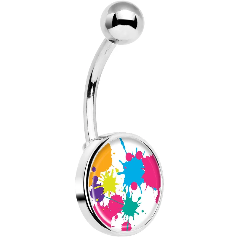 Comfortable Belly Rings for Chic Fashion -Pink Green Blue Color Splash Belly Ring