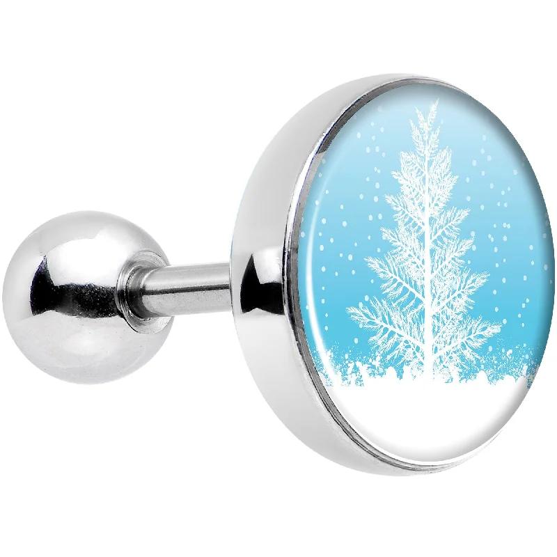 Women's Earrings – Elegant Designs for Every Personality--16 Gauge 1/4 Winter Snow Covered Tree Tragus Cartilage Earring