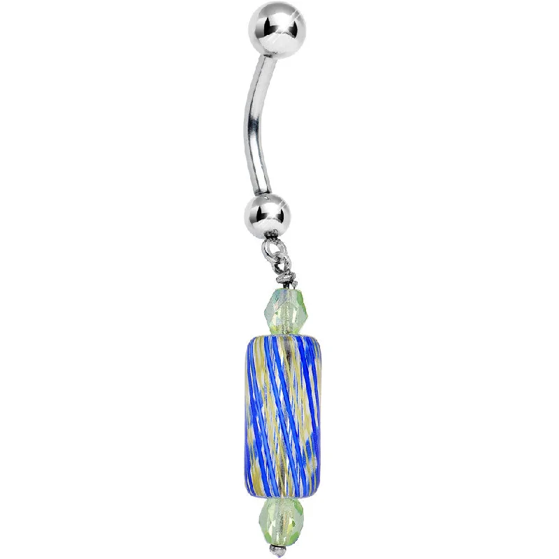 Comfortable Belly Rings for Perfect Fit -STUDIO KATIA LimeSwirl CANDY RIBBON Dangle Belly Ring
