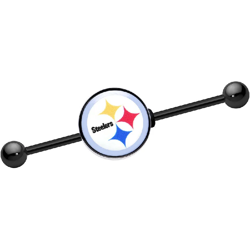 Women's Earrings – Elegant Designs for Every Personality--Licensed NFL Black Pittsburgh Steelers Industrial Barbell 38mm