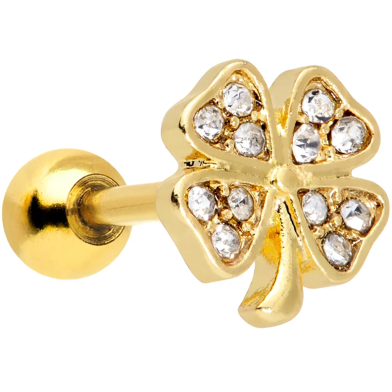 Women's Earrings – Elegant Designs for Every Personality--16 Gauge 1/4 Gold Tone Shamrock St Patricks Day Cartilage Tragus