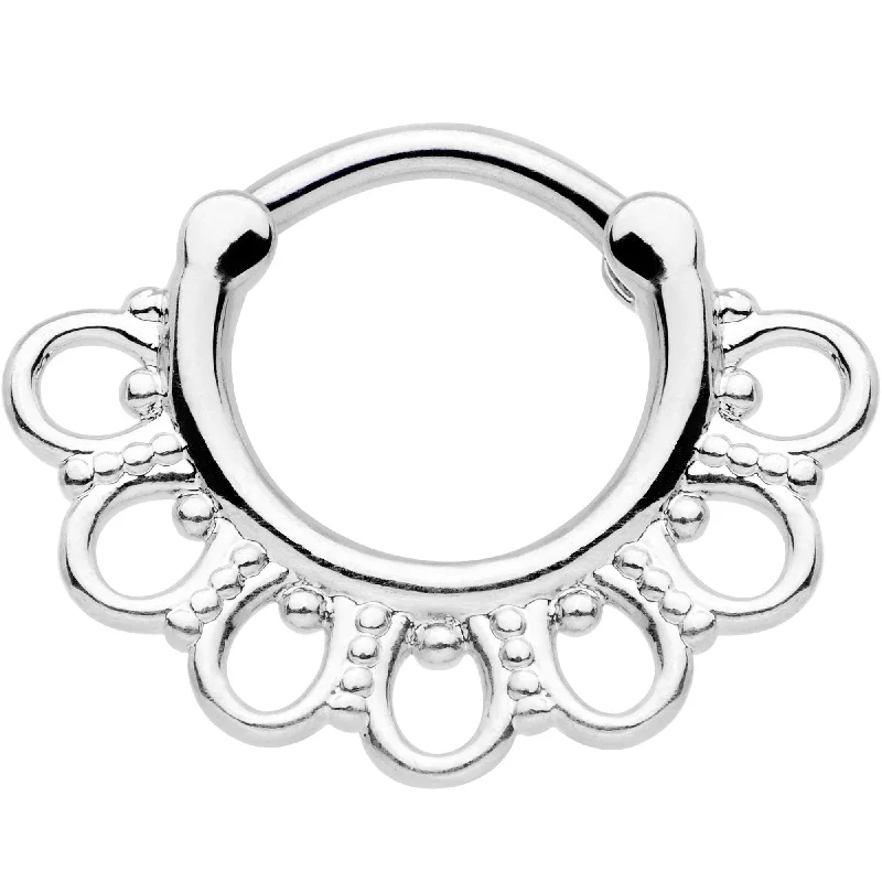 Tribal Nose Rings -14 Gauge 5/16 Tribal Filigree Fan Septum Clicker
