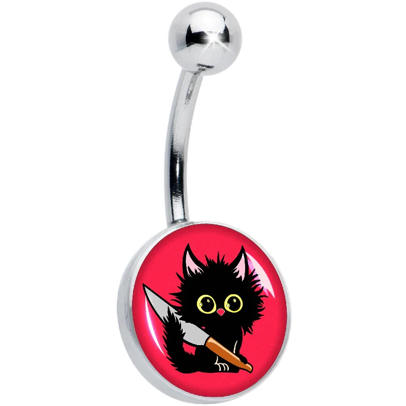 Belly Rings with Beautiful Stones for Stunning Fashion -Stabby Cat Belly Ring