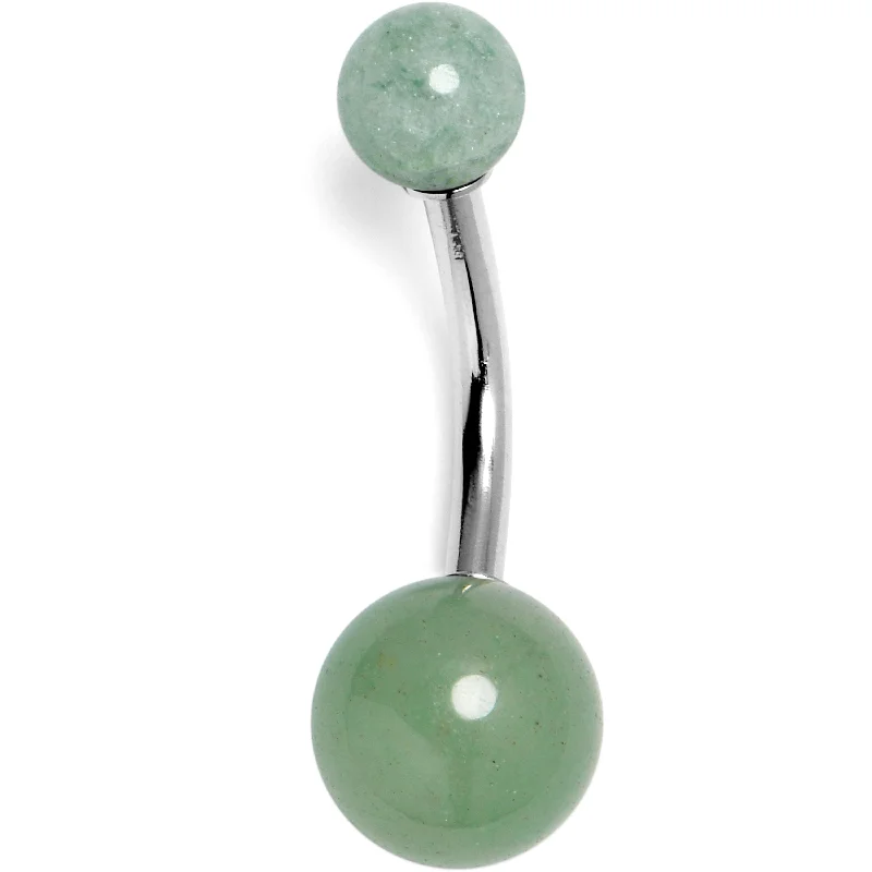 Beautiful Belly Rings with Unique Touch -14 Gauge 3/8 Aventurine Natural Stone Belly Ring