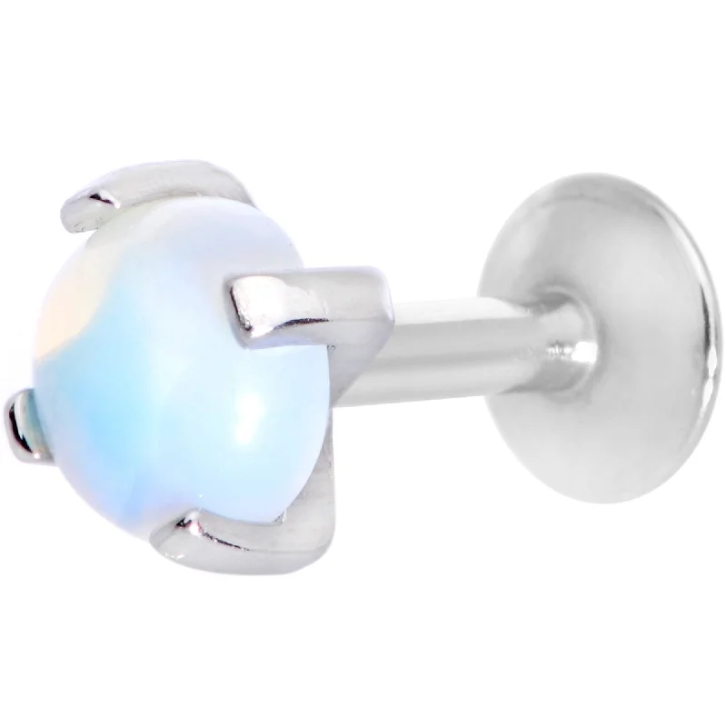 Women's Earrings – Elegant Designs for Every Personality--16 Gauge 1/4 White Opalite Internally Threaded Labret Monroe Tragus