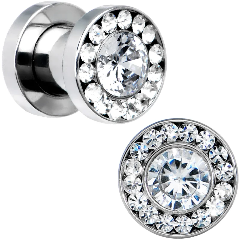 Women's Earrings – Elegant Designs for Every Personality--2 Gauge Clear CZ Big Bling Screw Fit Tunnel Plug Set Women's Earrings – Elegant Designs for Every Personality--2 Gauge Clear CZ Big Bling Screw Fit Tunnel Plug Set
