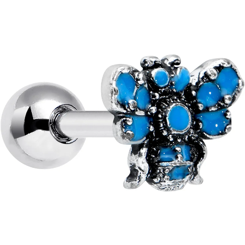 Women's Earrings – Elegant Designs for Every Personality--16 Gauge 1/4 Textured Blue Butterfly Cartilage Tragus Earring