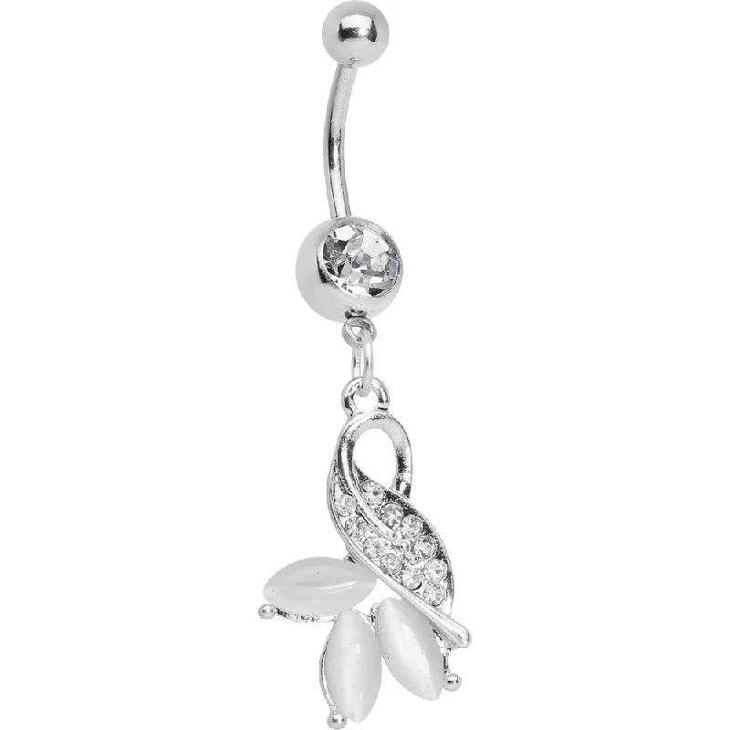 Stylish Belly Rings for Exclusive Fashion -Crystalline Gem Floral Buds Belly Ring