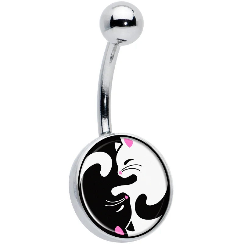 Belly Rings for Fashionistas -Cute Kitty Cat Yin Yang Belly Ring