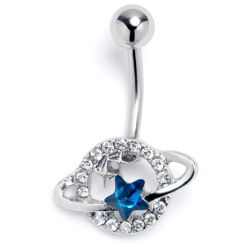 Belly Rings with Classic Design for Timeless Appeal -Clear Blue Gem Starry Skies Belly Ring
