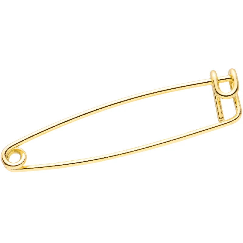 Women's Earrings – Elegant Designs for Every Personality--14 Gauge Gold Tone Punk Rock Safety Pin Industrial Barbell 38mm