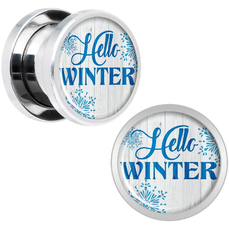Women's Earrings – Elegant Designs for Every Personality--Hello Winter Snowflake Screw Fit Plug Set Sizes 8mm to 20mm