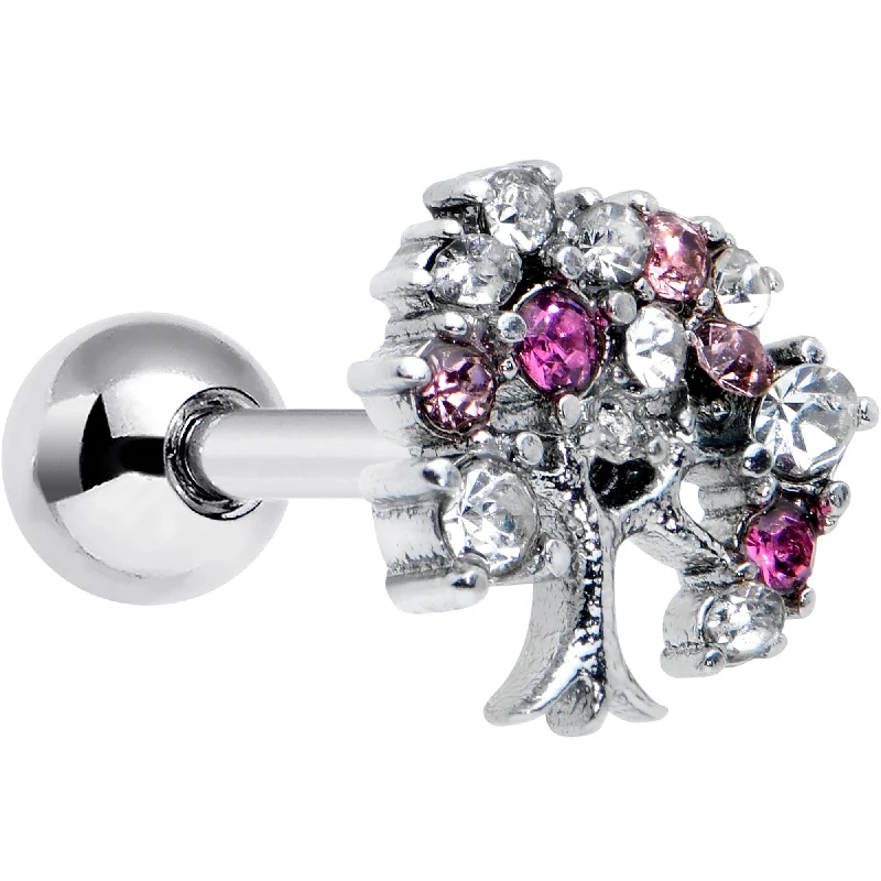 Women's Earrings – Elegant Designs for Every Personality--16 Gauge 1/4 Clear Pink Gem Luscious Fruit Tree Cartilage Tragus