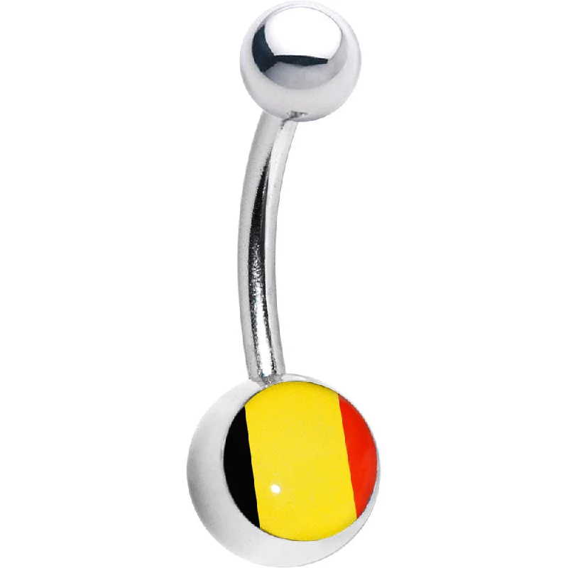 Stylish Belly Rings for Exclusive Fashion -Stainless Steel Flag of Belgium Logo Belly Ring