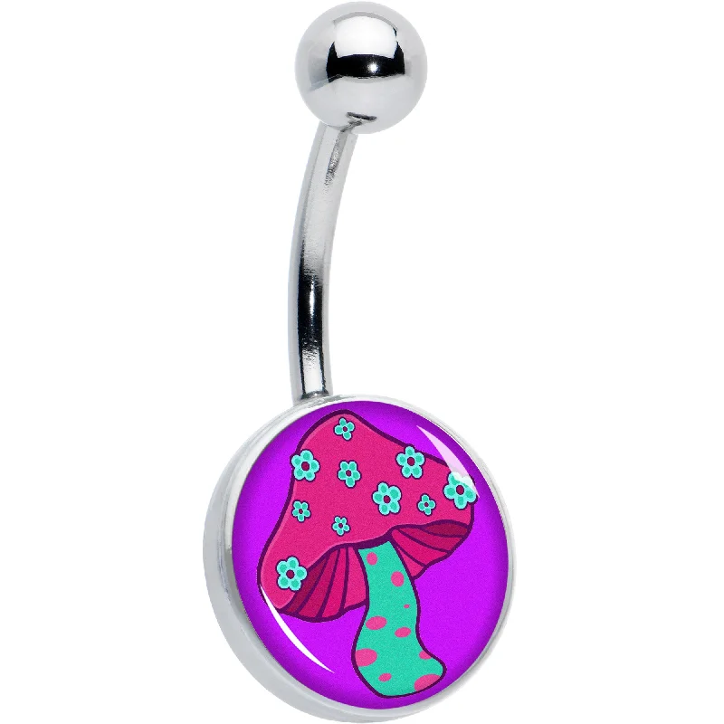 Comfortable Belly Rings for Glamorous Style -Funky Floral Mushroom Belly Ring