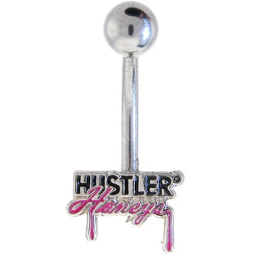 Stylish Belly Rings for Glamorous Appeal -Pink and Black HUSTLER HONEY'S Logo Belly Ring
