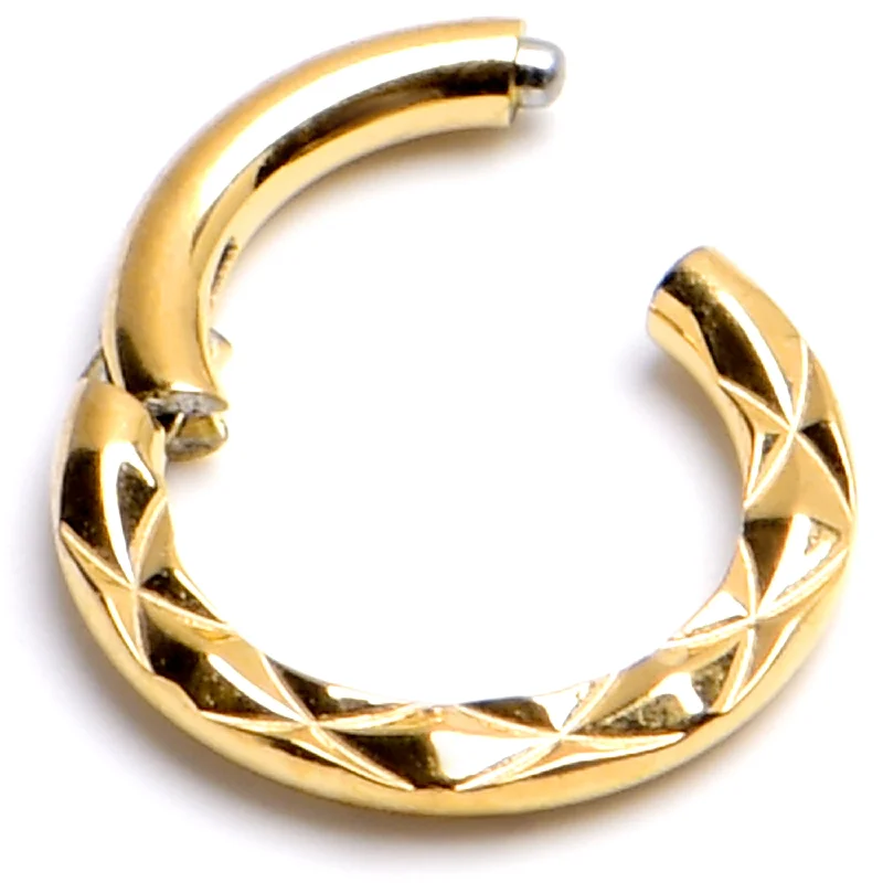 Women's Earrings – Elegant Designs for Every Personality--16 Gauge 1/4 Gold Tone Punk Texture Precision Hinge Segment Ring