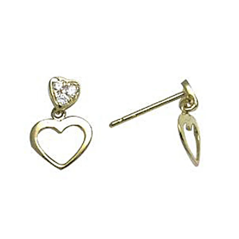 Women's Earrings – Elegant Designs for Every Personality--14kt Yellow Gold CZ Dangle Heart Stud Earrings Women's Earrings – Elegant Designs for Every Personality--14kt Yellow Gold CZ Dangle Heart Stud Earrings