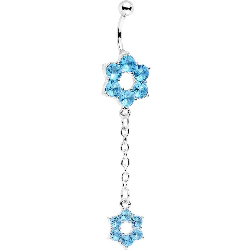 Comfortable Belly Rings with Stylish Features -Aqua Gem Sway with the Wind Flower Dangle Belly Ring Comfortable Belly Rings with Stylish Features -Aqua Gem Sway with the Wind Flower Dangle Belly Ring