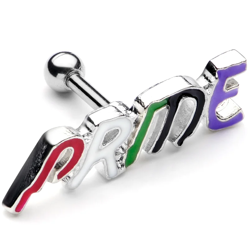 Women's Earrings – Elegant Designs for Every Personality--16 Gauge 1/4 Multicolor Rainbow Pride Cartilage Tragus Earring