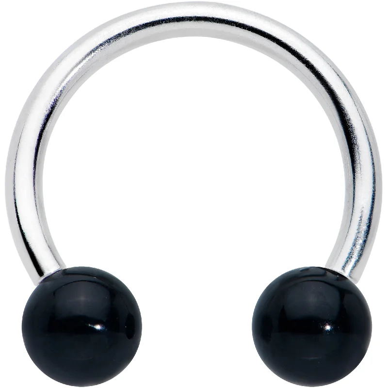 Women's Earrings – Elegant Designs for Every Personality--16 Gauge 3/8 Black Stone Ball End Internally Threaded Horseshoe