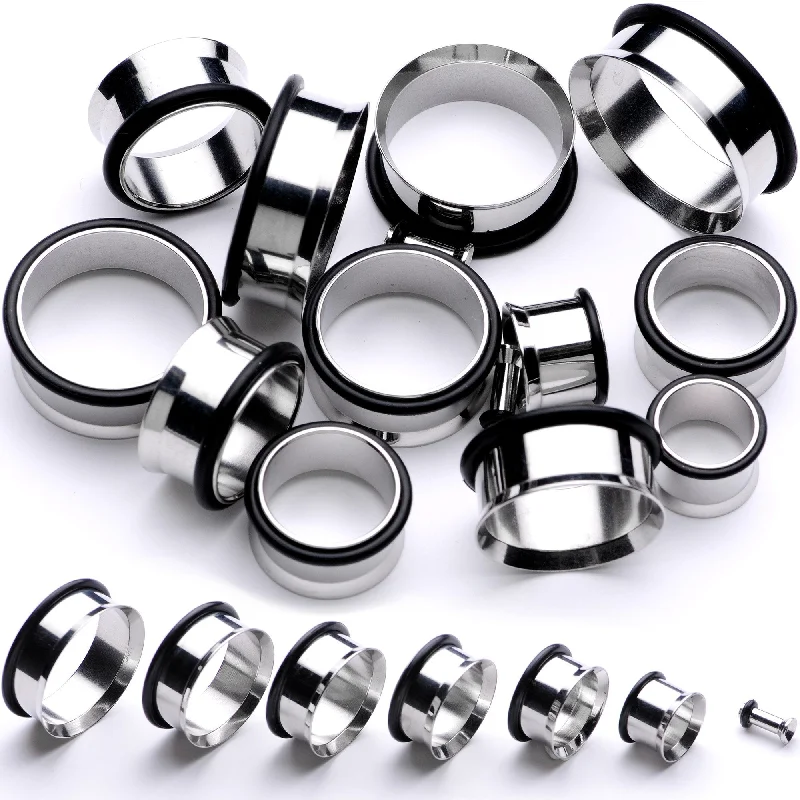 Women's Earrings – Elegant Designs for Every Personality--Stainless Steel Single Flare Tunnel Plug Set Available in Sizes  8 Gauge to 1
