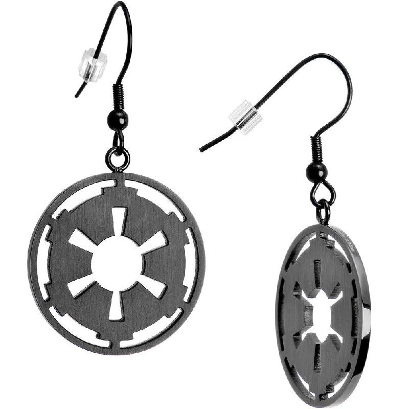 Women's Earrings – Elegant Designs for Every Personality--Black IP Licensed Star Wars Galactic Empire Symbol Dangle Earrings Women's Earrings – Elegant Designs for Every Personality--Black IP Licensed Star Wars Galactic Empire Symbol Dangle Earrings