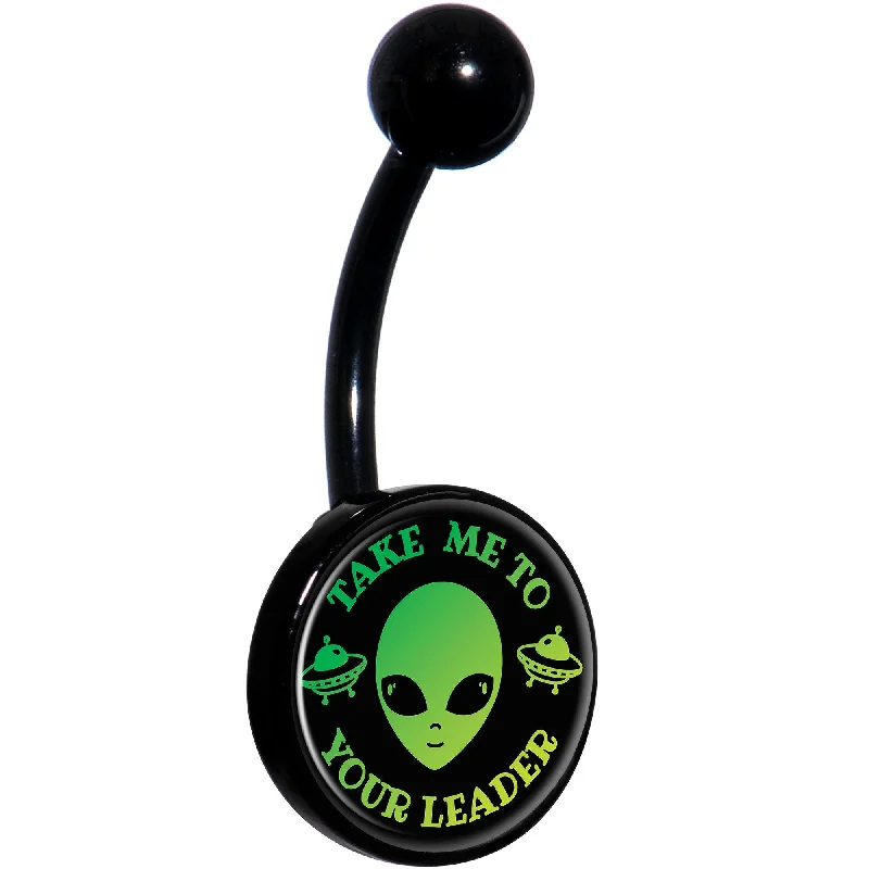 Stunning Belly Rings with Artistic Touch -Take Me To Your Leader Black Belly Ring
