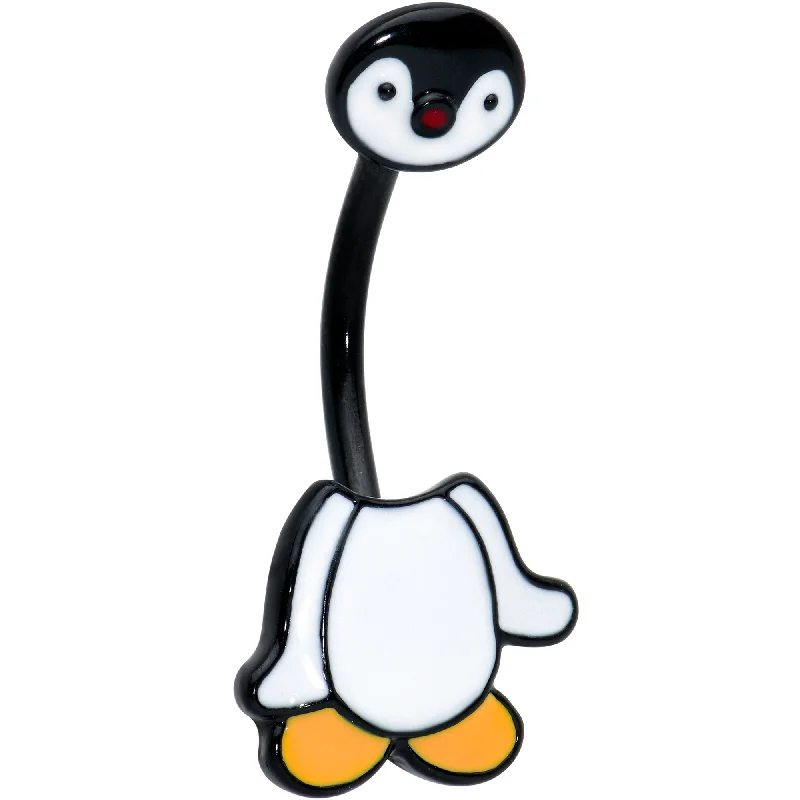 Belly Rings for a Polished Look -Black Baby Penguin Winter Double Mount Belly Ring