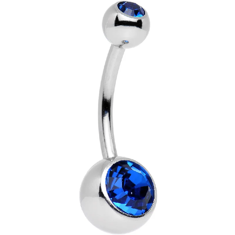 Comfortable Belly Rings for Fashionable Comfort -Capri Blue Double Gem Belly Ring Created with Crystals