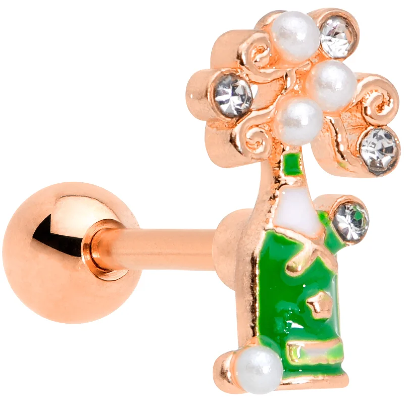 Women's Earrings – Elegant Designs for Every Personality--16 Gauge 1/4 Clear Gem Rose Gold Tone Champagne Cartilage Tragus