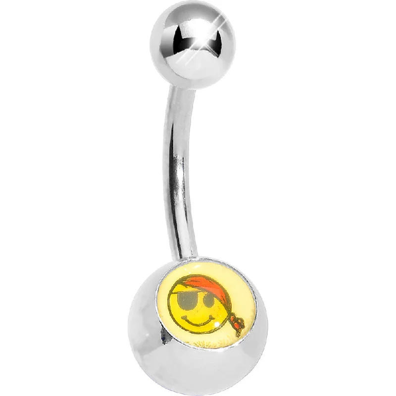 Stunning Belly Rings for Exclusive Appeal -Eyepatch Pirate Smiley Face Belly Ring