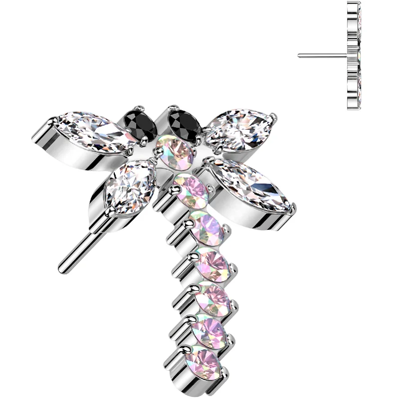 Women's Earrings – Elegant Designs for Every Personality--Aurora CZ Gem ASTM F-136 Dragon Flat Back Earring Push In Top