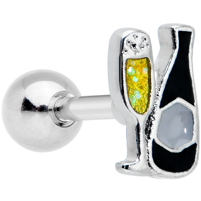 Women's Earrings – Elegant Designs for Every Personality--16 Gauge 1/4 Champagne Bottle Flute Yellow Cartilage Tragus Earring