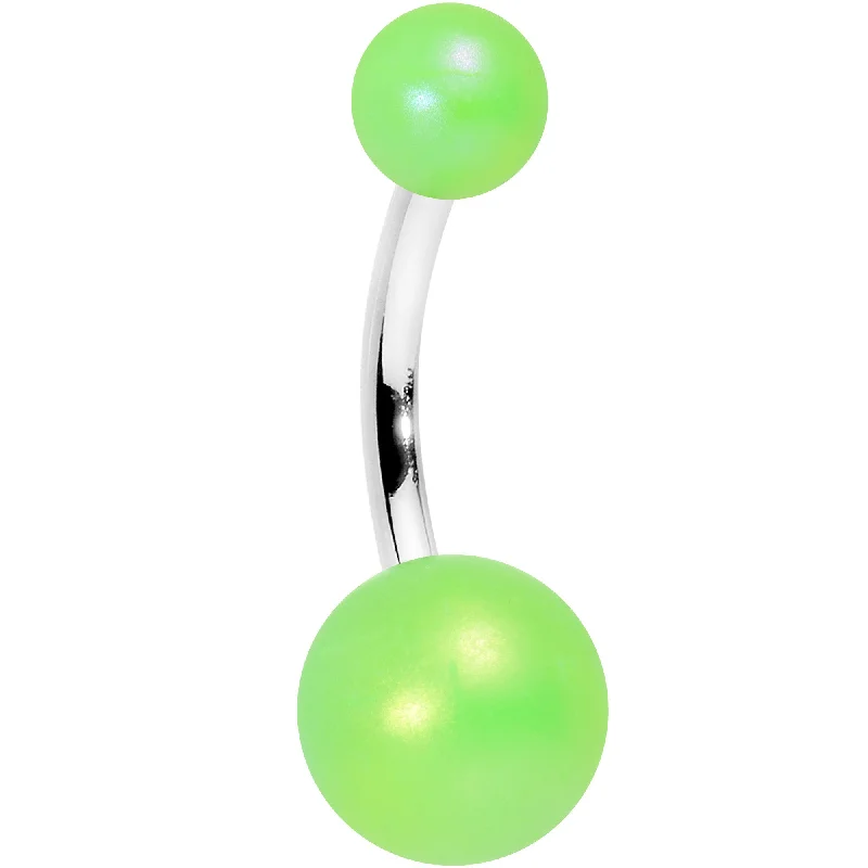 Silver Belly Rings for Classic Look -Neon Green Matte Finish Acrylic Ball Belly Ring Silver Belly Rings for Classic Look -Neon Green Matte Finish Acrylic Ball Belly Ring