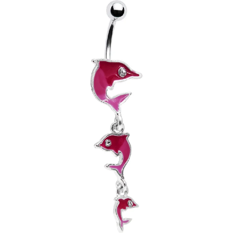 Belly Rings for Unique Fashionistas -Make a Splash Pink Dolphin Belly Ring