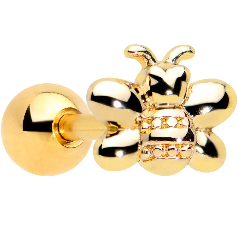 Women's Earrings – Elegant Designs for Every Personality--16 Gauge 1/4 Gold Tone Simply Stylish Bee Cartilage Tragus Earring