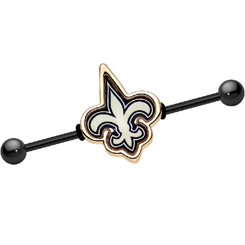 Women's Earrings – Elegant Designs for Every Personality--Officially Licensed New Orleans Saints Logo Industrial Barbell 38mm