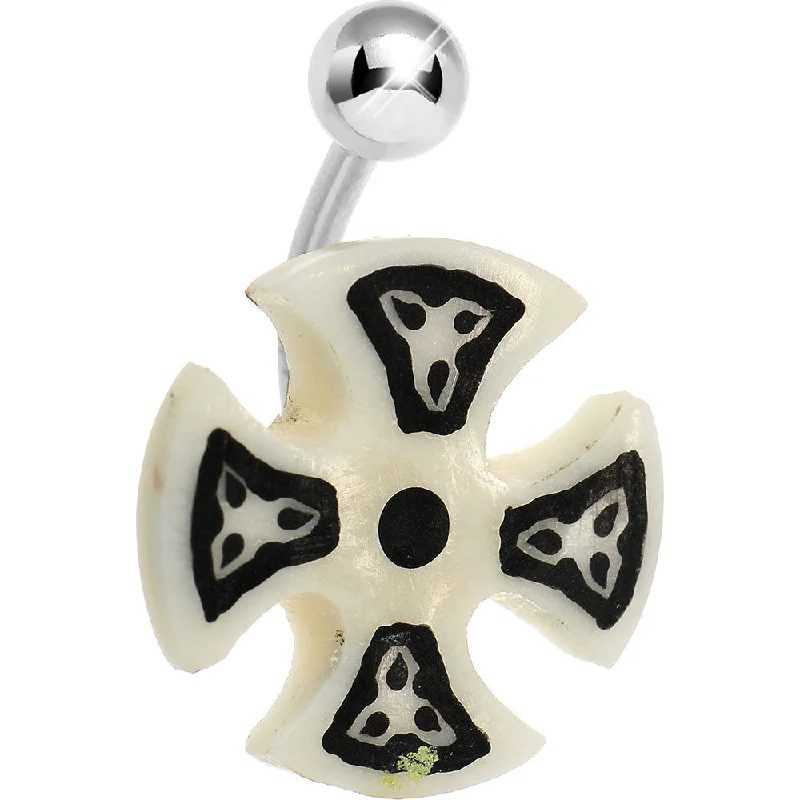 Stunning Belly Rings for Glamorous Fashion -White Celtic Iron Cross Belly Ring