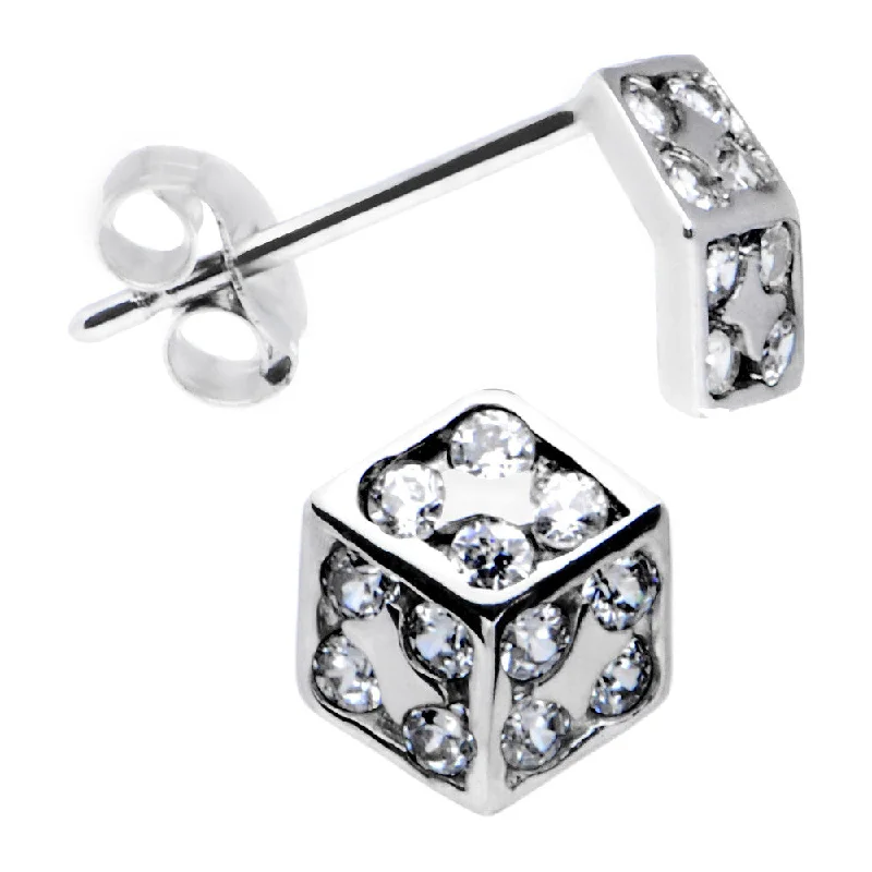 Women's Earrings – Elegant Designs for Every Personality--14kt White Gold CZ 6mm Dice Stud Earrings