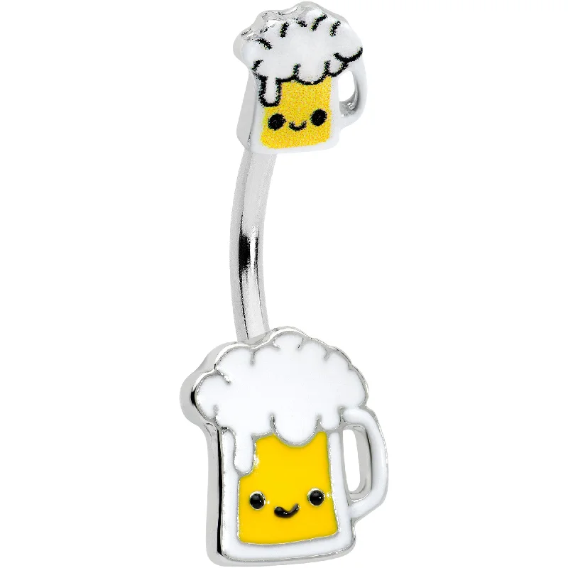 Comfortable Belly Rings with Vibrant Detailing -Sweet Happy Beer St Patricks Double Mount Belly Ring
