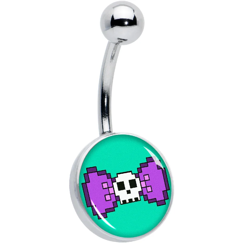 Beautiful Belly Rings with Chic Features -Retro Pixel Skull Belly Ring