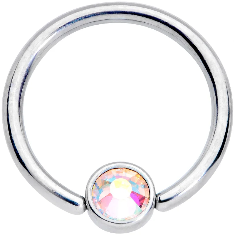 Women's Earrings – Elegant Designs for Every Personality--16 Gauge 3/8 Aurora Gem 4mm Disc BCR Ball Closure Ring