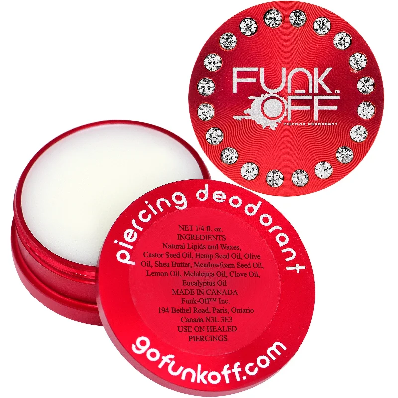 Women's Earrings – Elegant Designs for Every Personality--Clear Gem Red Funk-Off Piercing Deodorant